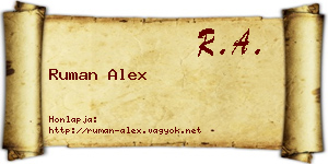 Ruman Alex névjegykártya